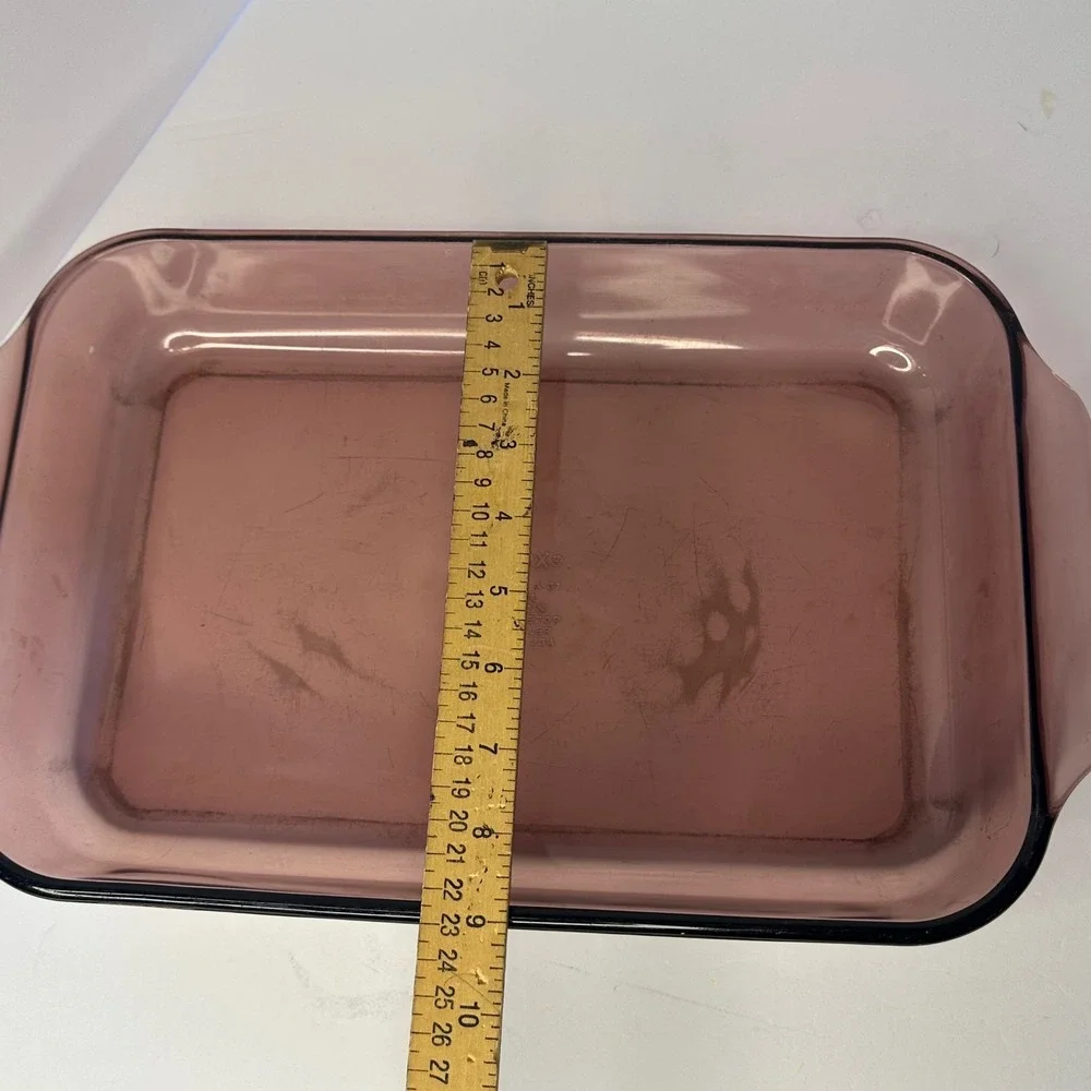 Pyrex Cranberry Visions 232-S Rectangular Baking Dish 2 Qt Glass Roaster USA